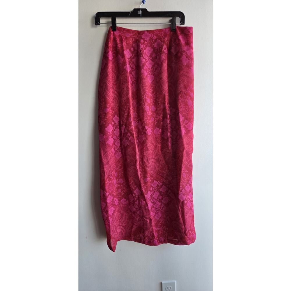 Vintage Women's Maxi Fuchia Pink Floral Paisley Long Skirt Size 12/L , USA Boho - Picture 8 of 8